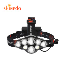 8 LED Outdoor Waterproof Head Lamp 90 Degree Adjustable Head High Light Rechargeable Flashlight